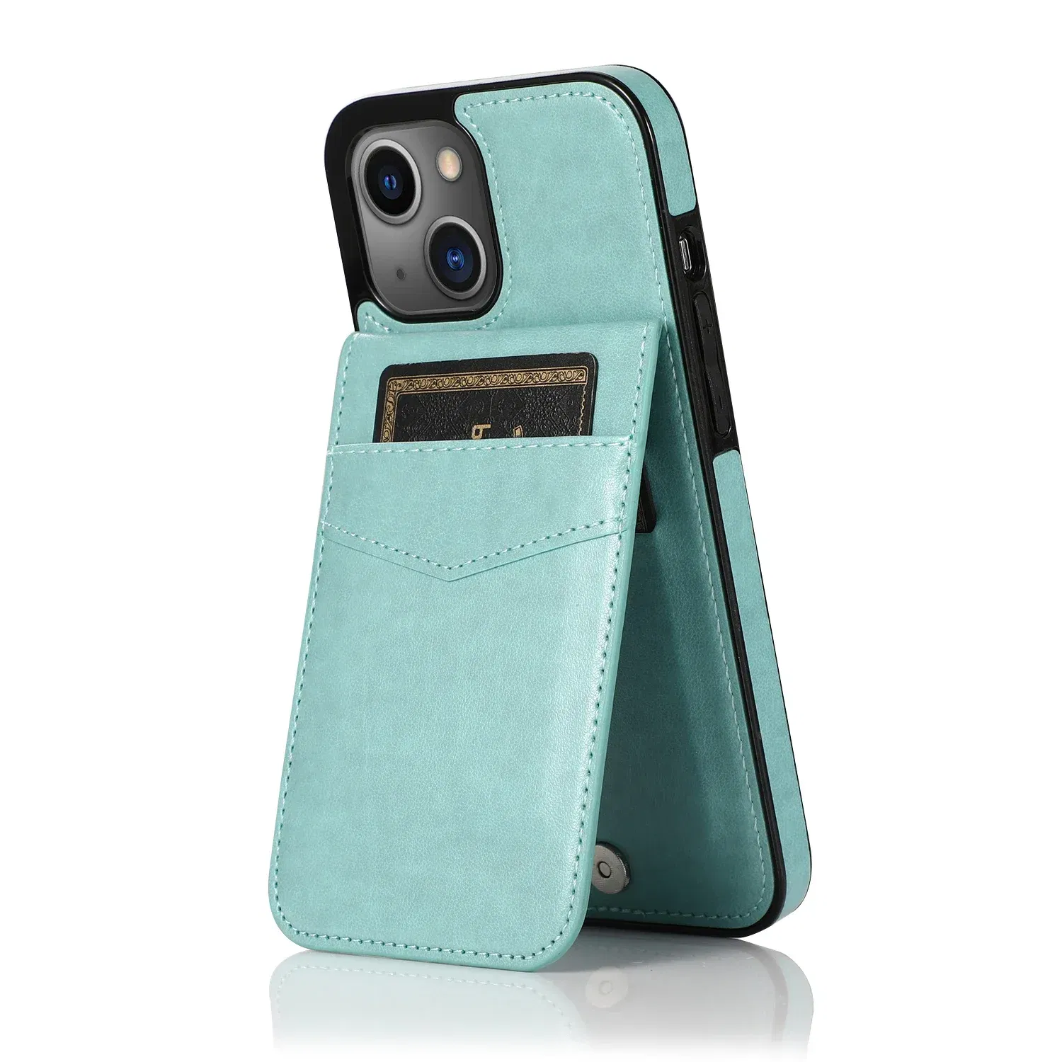 Color: SKY BLUE, Material: CANVAS - Faux Leather Wallet Kickstand Phone Case for IPhone 13 12 Mini 16E 16 15 14 11 Pro Max X XR XS 7 8 Plus Case with Credit Card