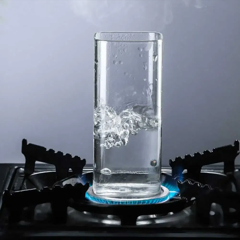Color: green, Capacity: 301-400ml - Square Simple Glass Cup Transparent Cold Drink Large-capacity Milk Juice Tea Drink Water Mousse Cups Wine Glass Beer Coffee Mug