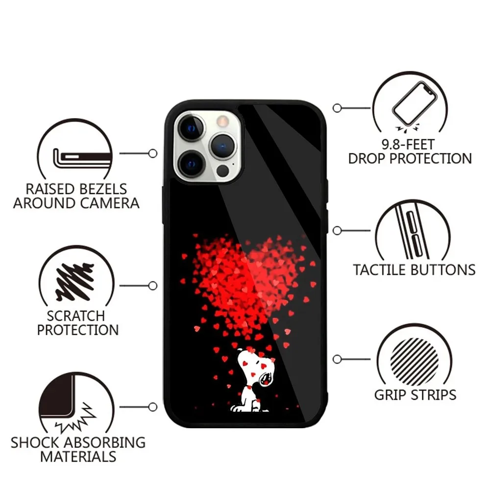 Color: Beige, Material: PU - Anime Cartoon-S-Snoopy-s Phone Case For iPhone 16,15,14,13,12,11,Plus,Pro,Max,Mini Magsafe Magnetic Wireless Charging