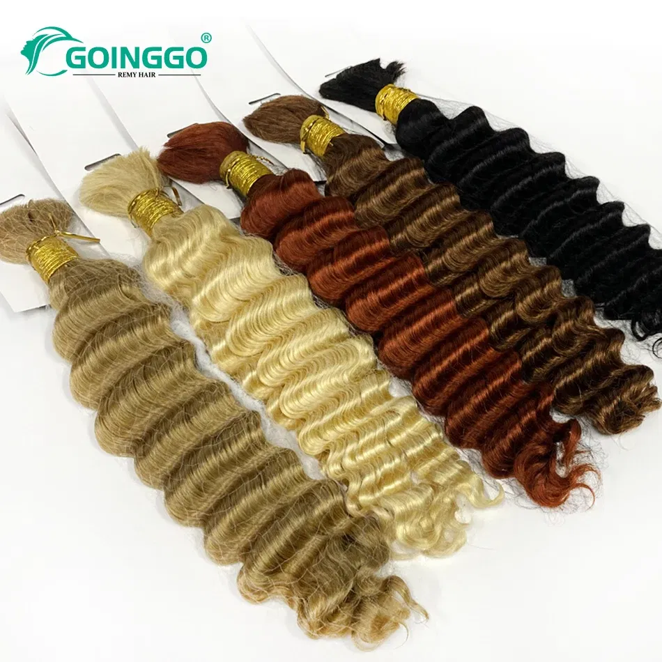 Color: 1B/30HL, Stretched Length: 26inches - Pre-Colored Brazilian Deep Wave Bulk Human Hair No Weft Remy Bulk Human Hair 14 To 28 Inch Bulk Hair Extension Crochet Braids