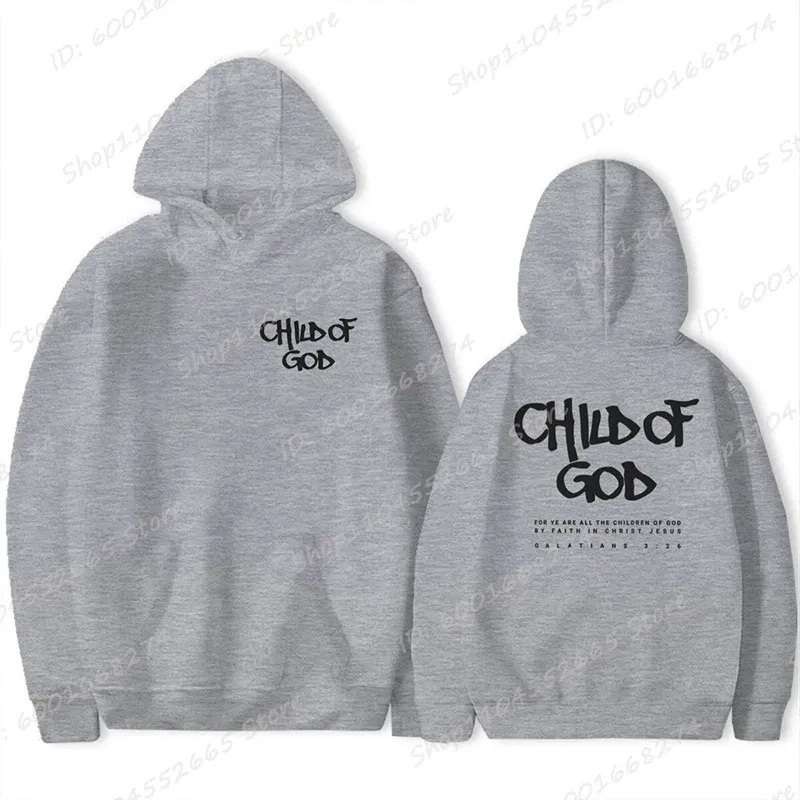 Color: GRAY, Size: XXS - I Am A God Child Letter Print Hoodies Christian God Sweatshirts Hooded Pullover Pray The Lord Sweatshirt Women's Clothing