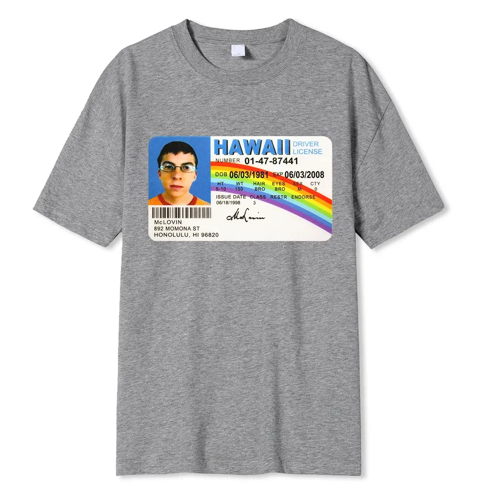 Color: Beige, Size: M - Homme t Shirt Summer Men t-Shirt Mclovin Id Card Superbad Geek Mens Cotton t-Shirt Unisex t-Shirt Teenagers Cool Soft Clothing
