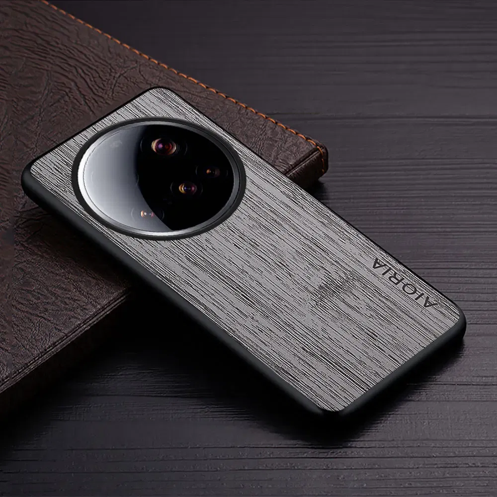 Color: GRAY, Compatibility by Model: xiaomi 15 ultra - Case For Xiaomi 15 Ultra  Funda Bamboo Wood Pattern Leather Cover Luxury Capa For xiaomi 15 Ultra case Coque