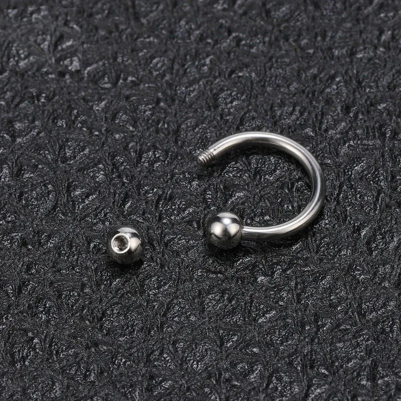 Metal color: silver, Main Stone Color: Red - 1pc Stainless Steel Nose Ring Hoops,16G Nose Piercings Cartilag Helix Ear Piercing for Women Men Septum Rings Piercing Jewelry