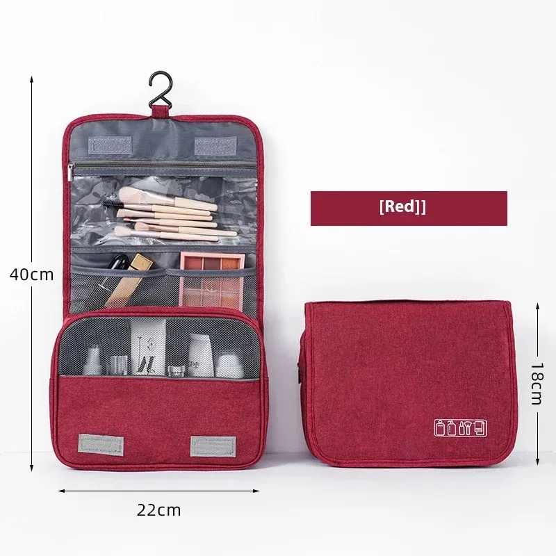 Color: black - Foldable Toiletry Bag Organizer Hanging Storage Bathroom Makeup Case Cosmetic Bag Travel For Travel Business