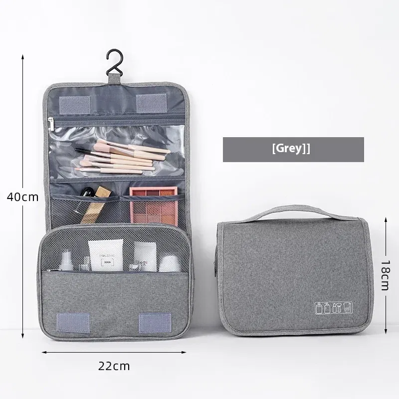 Color: black - Foldable Toiletry Bag Organizer Hanging Storage Bathroom Makeup Case Cosmetic Bag Travel For Travel Business