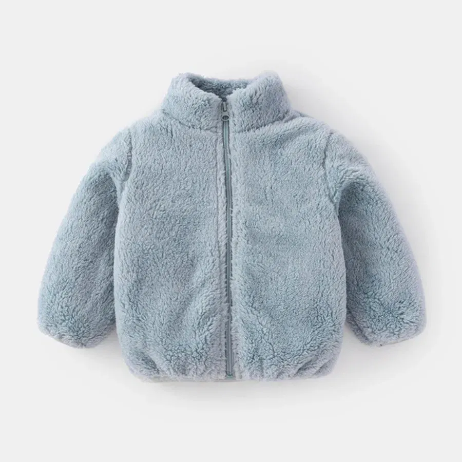 Color: Blue, Kid Size: 7T - Solid Color Fashion Children Plush Coat Autumn Winter Warm Baby Girl Boy Casual Jacket Greatcoat Kids Clothing Toddler Outerwear