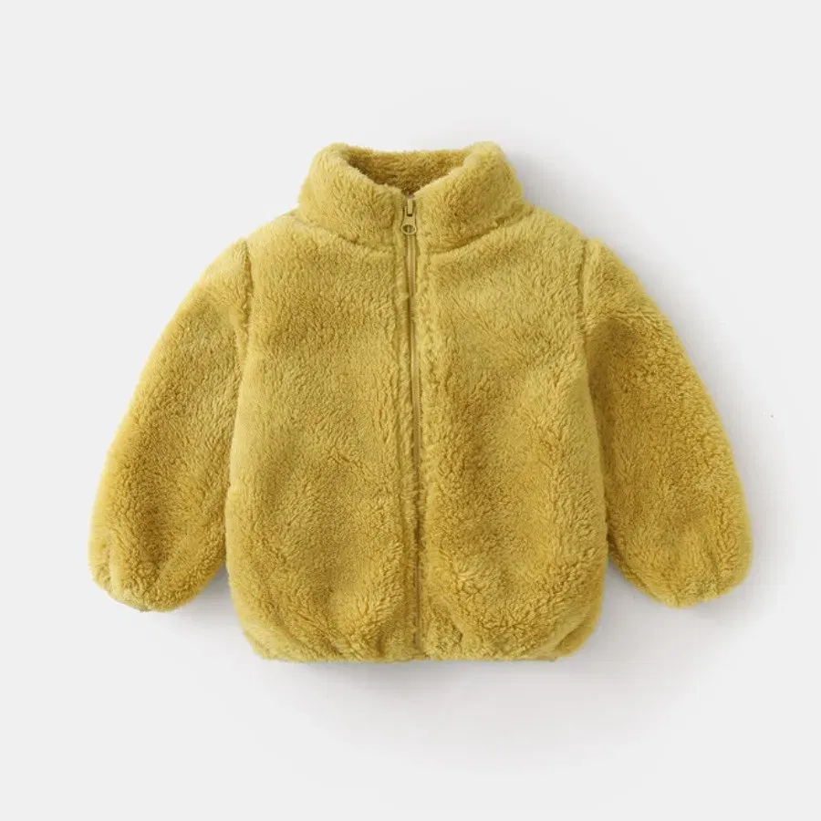 Color: Blue, Kid Size: 7T - Solid Color Fashion Children Plush Coat Autumn Winter Warm Baby Girl Boy Casual Jacket Greatcoat Kids Clothing Toddler Outerwear