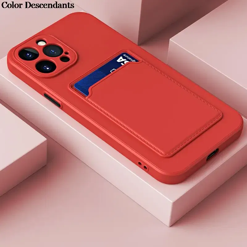 Color: Brown, Material: Plastic - Card Holder Wallet Case For Samsung Galaxy A32 A53 A33 A13 A52 5G Case on A72 A22 A12 A51 A71 Shockproof Liquid Silicone Cover