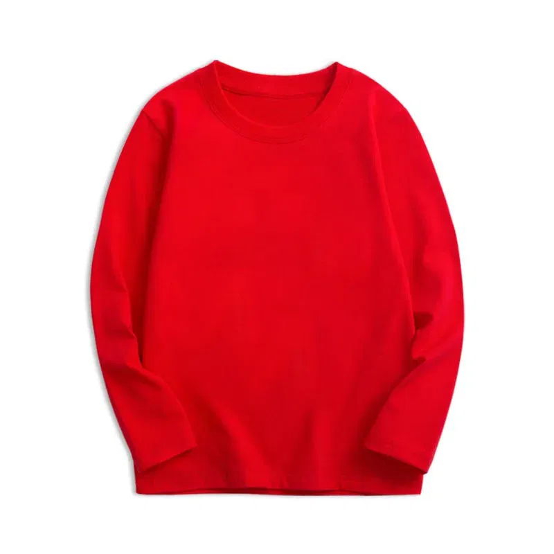 Color: SKY BLUE, Kid Size: 5 - 7 Colors Spring Long Sleeve Tees Children's T-shirt Cotton Solid Colour Base Coat Leisure Wear Boys Girls Tops Kids Clothes