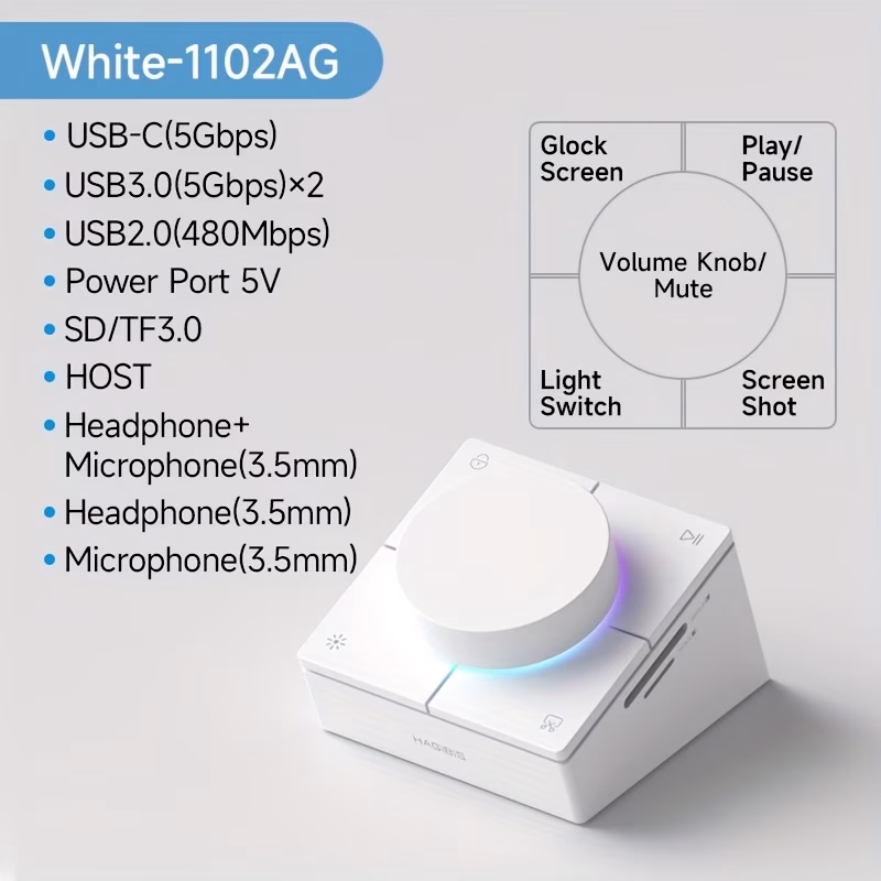 Hagibis™ Knob USB C Hub with Shortcut Buttons – Ultimate Desktop Control and Connectivity for Your Laptop