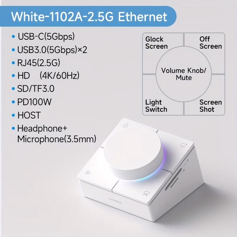Hagibis™ Knob USB C Hub with Shortcut Buttons – Ultimate Desktop Control and Connectivity for Your Laptop