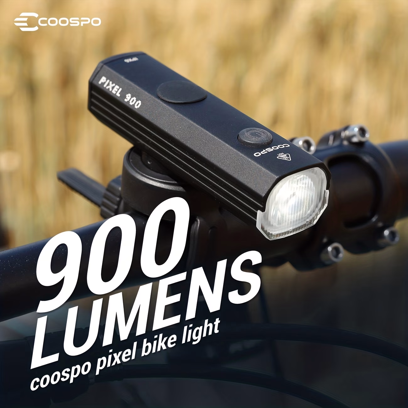 COOSPO Pixel Bike Light – High-Performance, Waterproof, Rechargeable Front Light for Cyclists