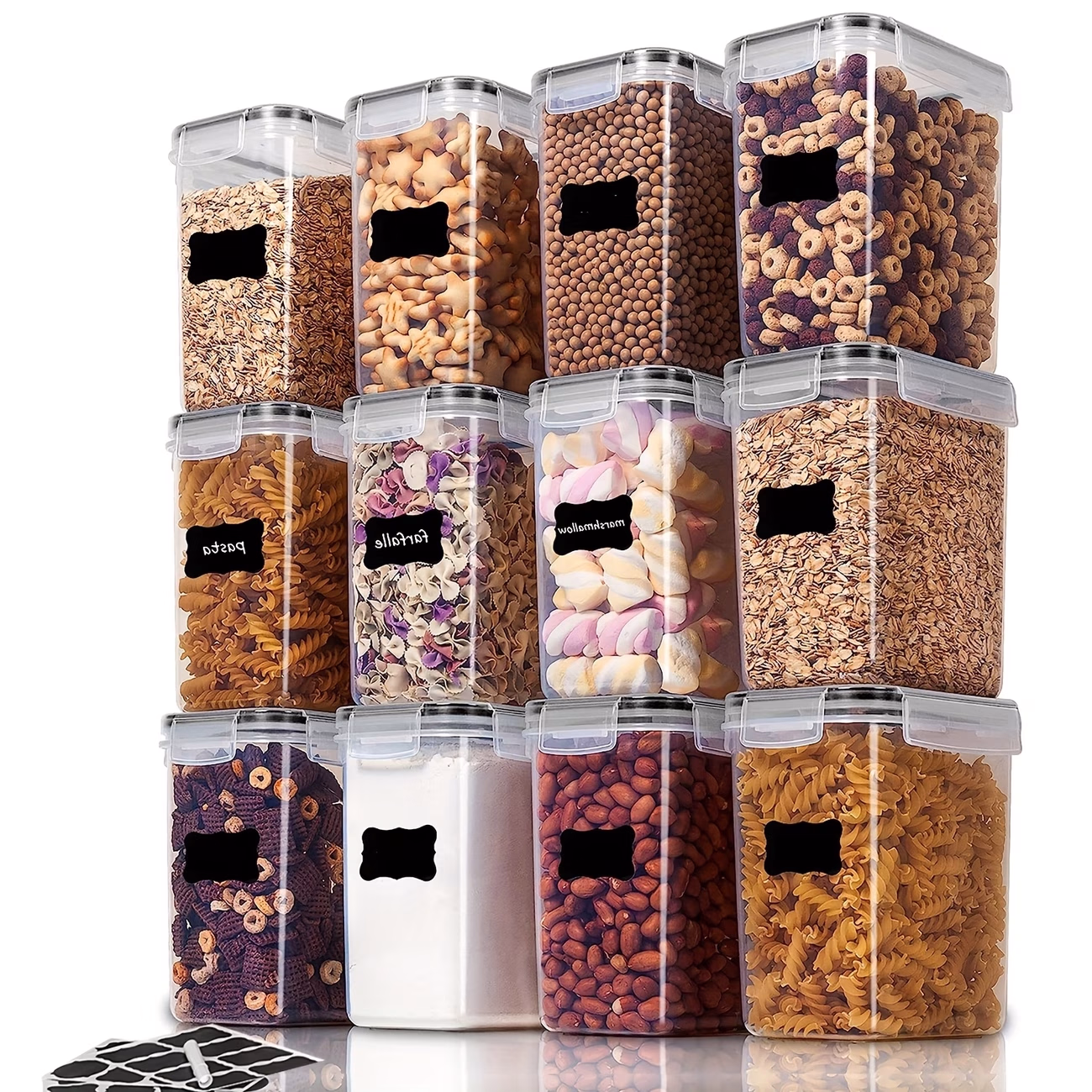 THELiFE™  12pcs Storage Containers Set 1.6L – Airtight Storage for Cereal, Flour, Sugar, and More