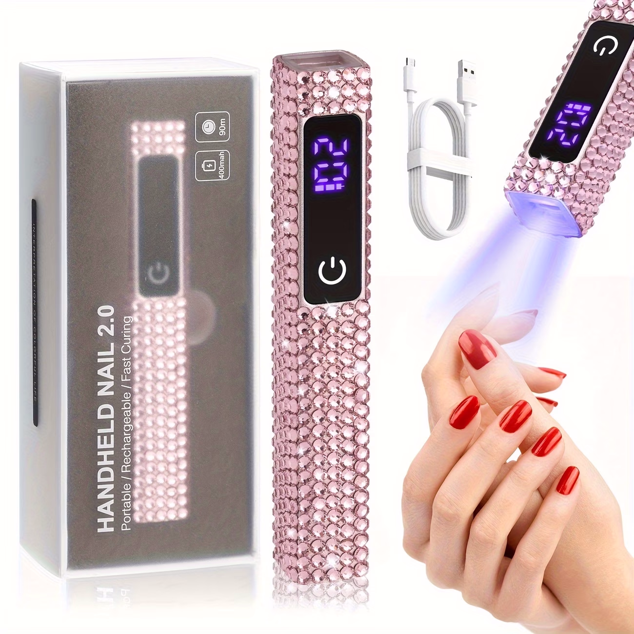 DianaBeauty™ Portable Quick Dry Nail Dryer Machine with Rhinestone Mini LED Nail Lamp – Fast and Efficient Drying for Perfect Nails