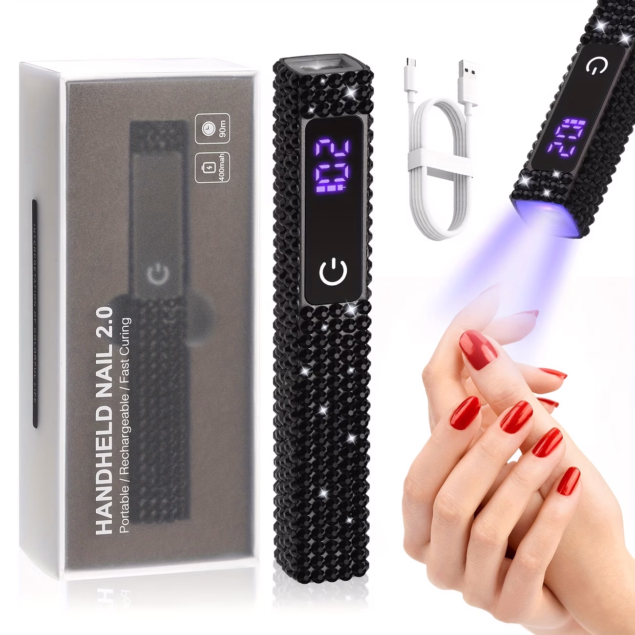 DianaBeauty™ Portable Quick Dry Nail Dryer Machine with Rhinestone Mini LED Nail Lamp – Fast and Efficient Drying for Perfect Nails
