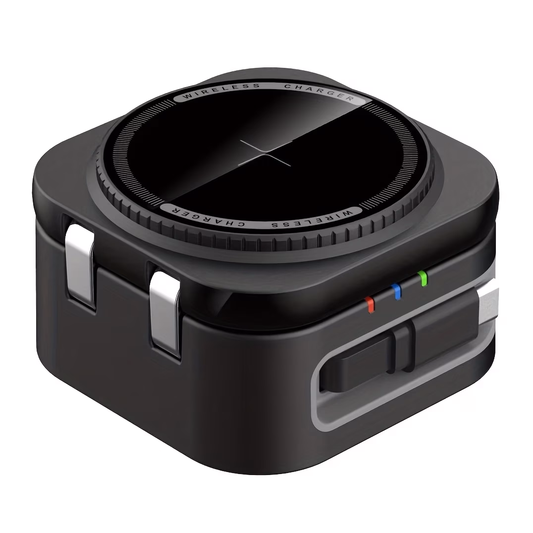 TIMESS 4-in-1 Magnetic Built-in Retractable Data Cable Fast Charging Wireless Charger – Convenient and Efficient Charging for All Your Devices