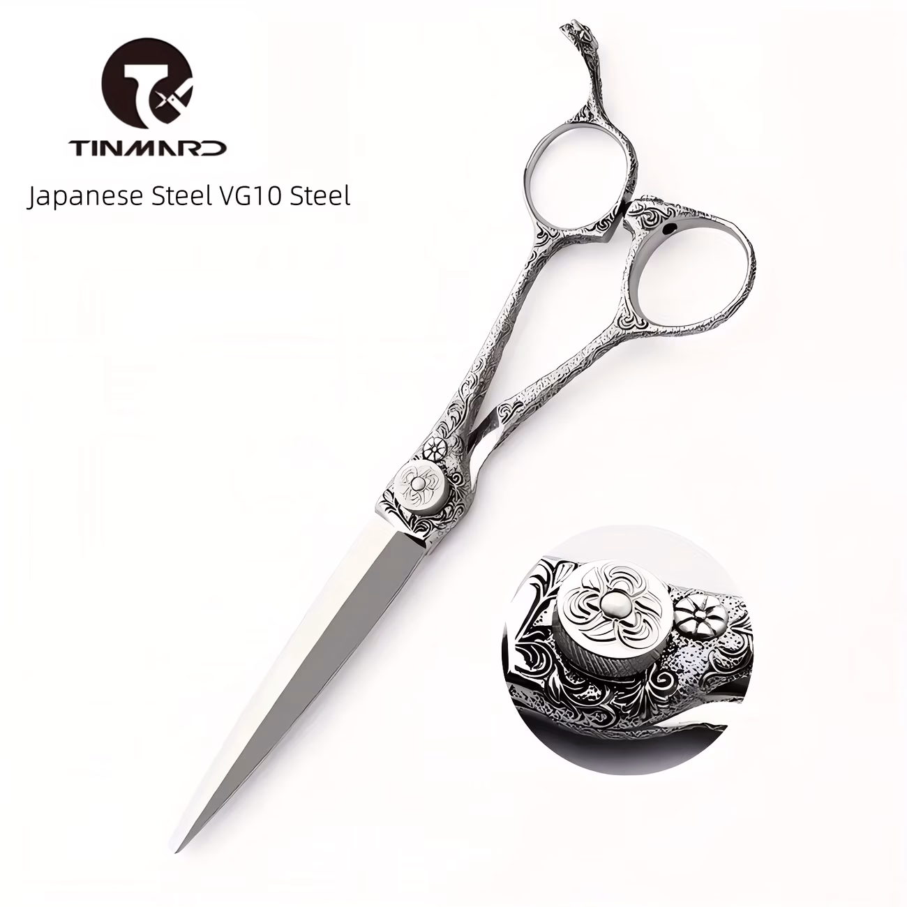 TINMARDA Premium VG10 Japanese Steel Scissors – Ergonomic Grip, Sharp & Durable Handmade Scissors for Precision Hair Cutting