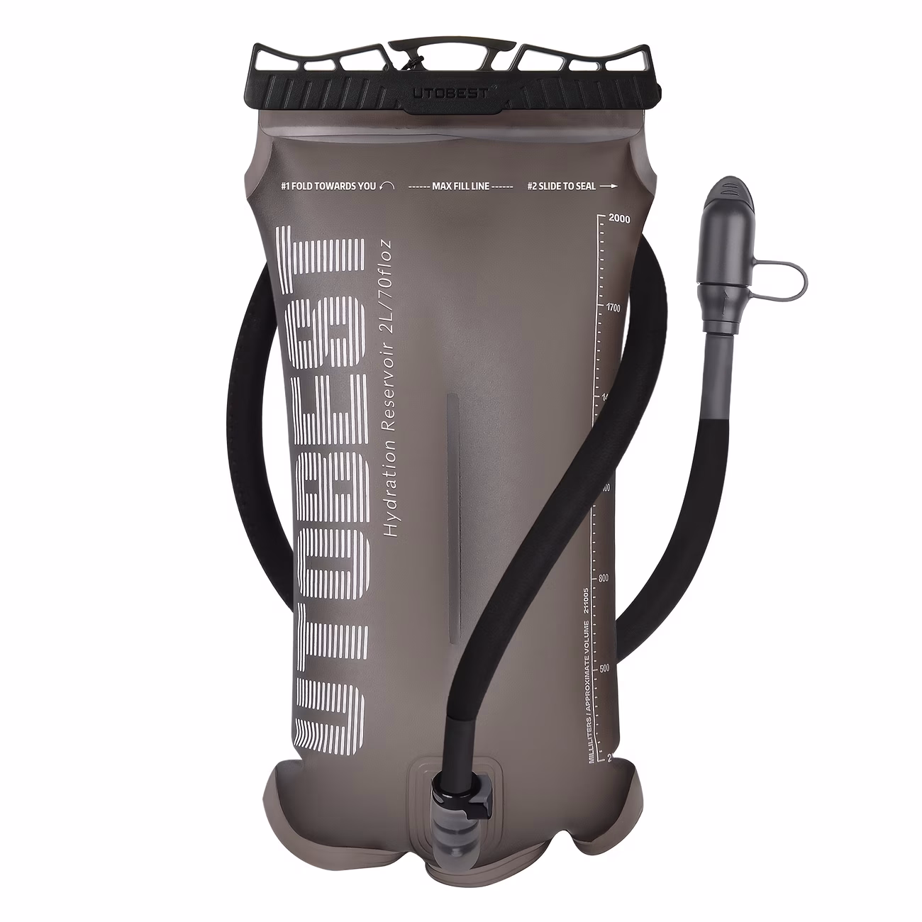 UTOBEST Single Pack Gray Water Bottle – TPU Material, Available in 1.5L, 2L, and 3L Capacities, Ideal for Hiking, Running, and Cycling