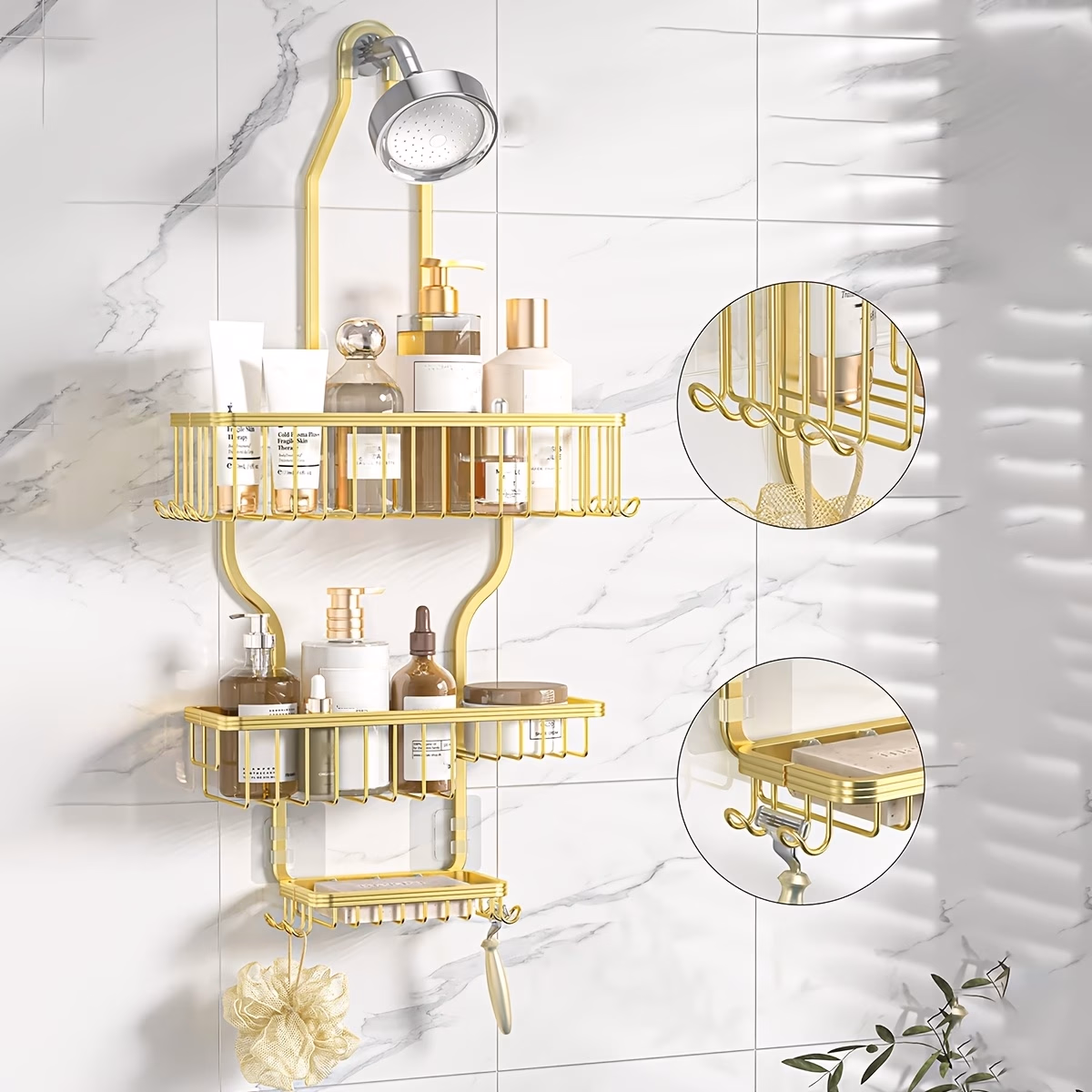 URLUNA Shower Caddy Hanging – Never Rust Aluminum Shower Organizer