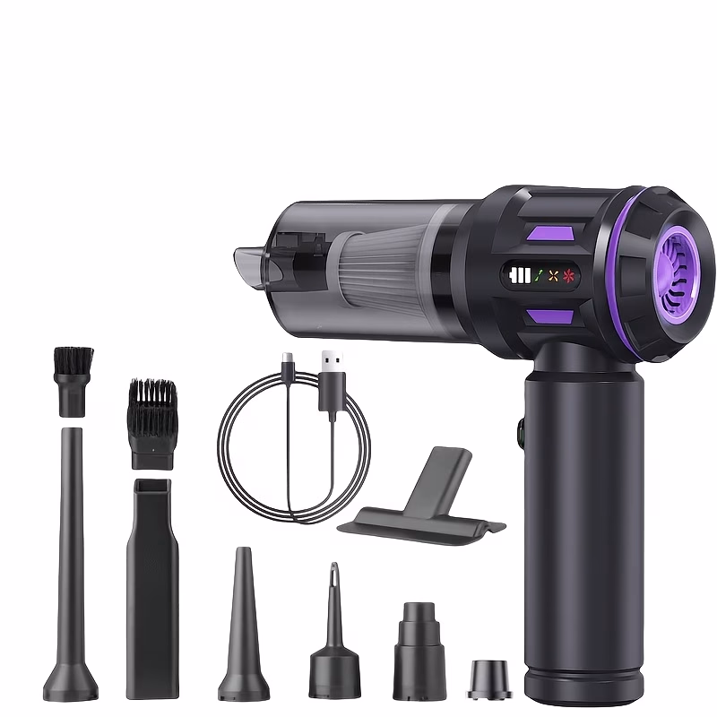 UTEK Portable Wireless High-Power Mini Vacuum Cleaner – 4-In-1 Compressed Air Duster, Blower, and Pump Handheld Vacuum Cleaner