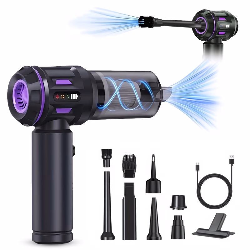 UTEK Portable Wireless High-Power Mini Vacuum Cleaner – 4-In-1 Compressed Air Duster, Blower, and Pump Handheld Vacuum Cleaner