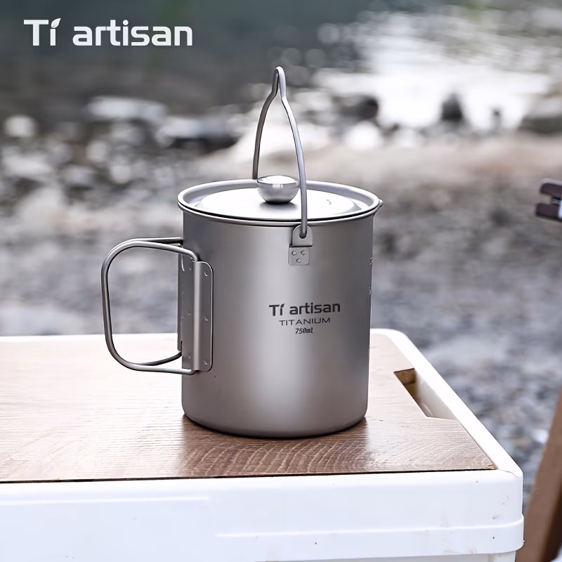 Tiartisan™ PC Pure Titanium French Press Coffee Cup – 750ML Outdoor Coffee Brewing Filter Cup