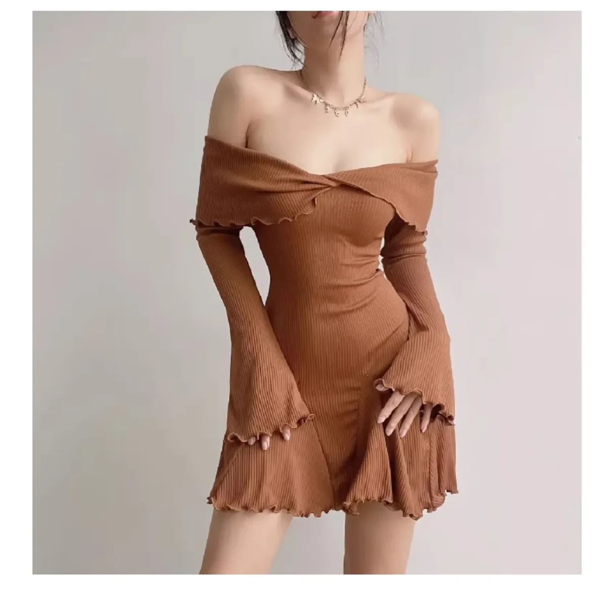 Off-shoulder Dress with Sleeves