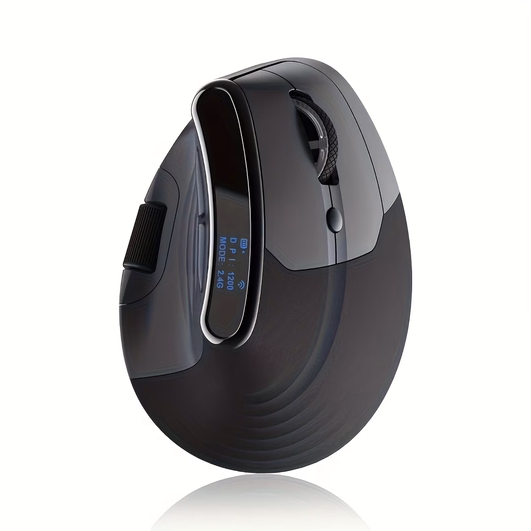 MCPIWOHY Dual Wheel Wireless BT Mouse – 2.4GHz, Type-C Wired, Triple Mode Connection with Screen Display