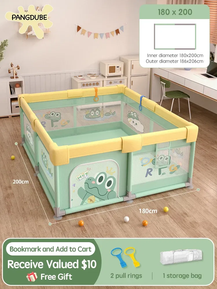 Color: green, Ships From: CHINA - PANGDUBE Crocodile Baby Play Fence with Storage Bag & Hand Rings Playpen for Baby Playground Baby Ball Pool Children's Playpen