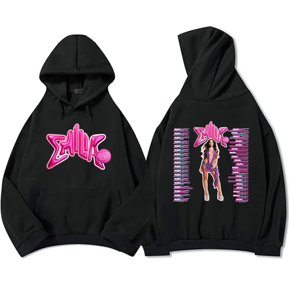 Color: GRAY, Size: M - Emilia Mernes MP3 Hoodies Winter Long Sleeve Hooded Pullovers Men Clothes Fleece Pocket Singer Graphic Sweatshirts Print Hoody
