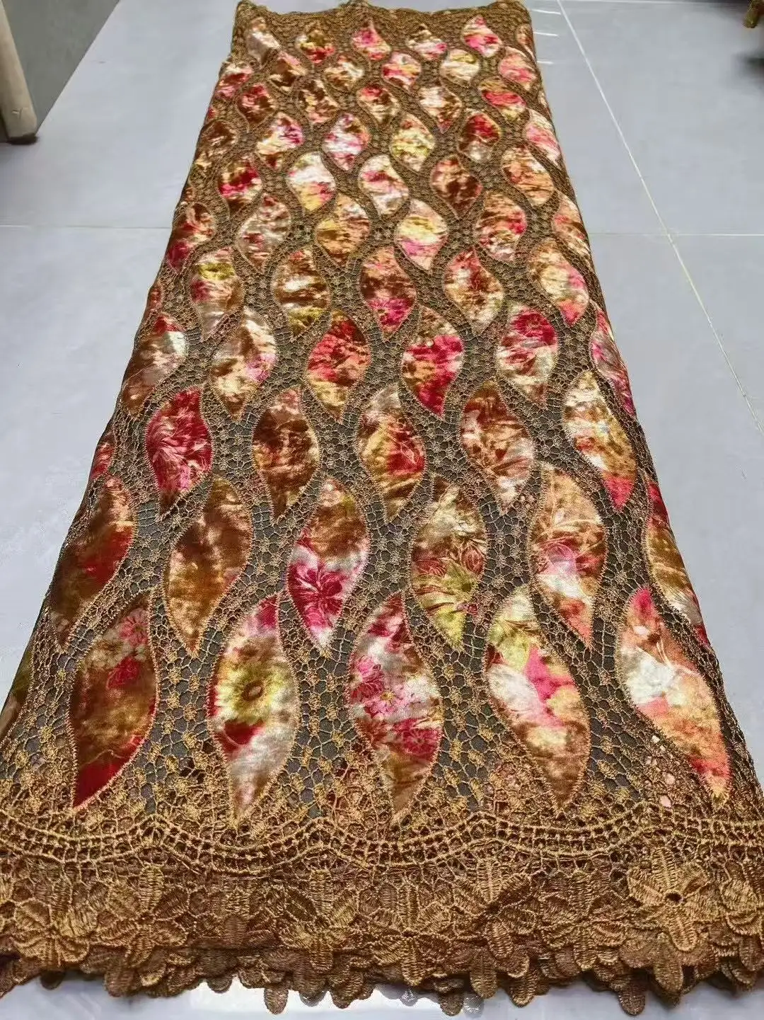 Color: Pink, Width: 120cm, Length: 5 yards - African Velvet Lace Fabrics 2025 High Quality Women Party Women Embroidery Nigerian French Lace Materials For Wedding Material