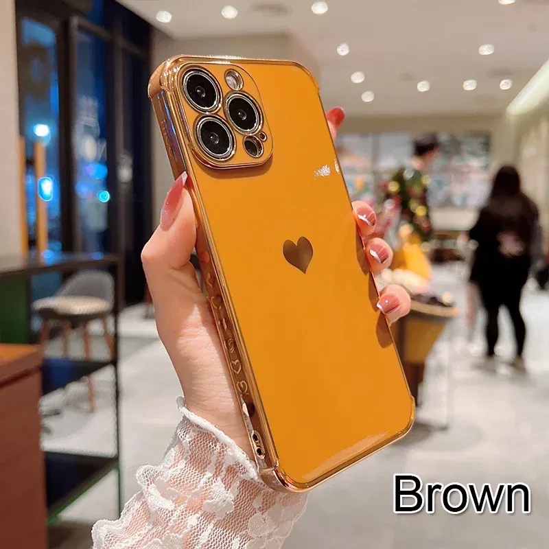Color: Dark Grey, Compatible-Phone Models: For iPhone 15 Pro Max, Ships From: CN - Electroplating Side Love Heart Phone Case For IPhone 17 16 15 14 13 12 11 Pro Max XR 8 Plus SE2/SE3 Shockproof Back Cover