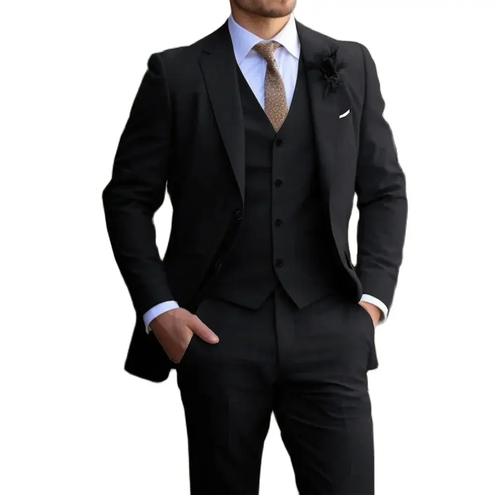 Color: black, Size: M - Suit 3-piece Classic men's fashion slim-fit suit Vest Pants suit Men's dress Casual Dress Formal Business wedding