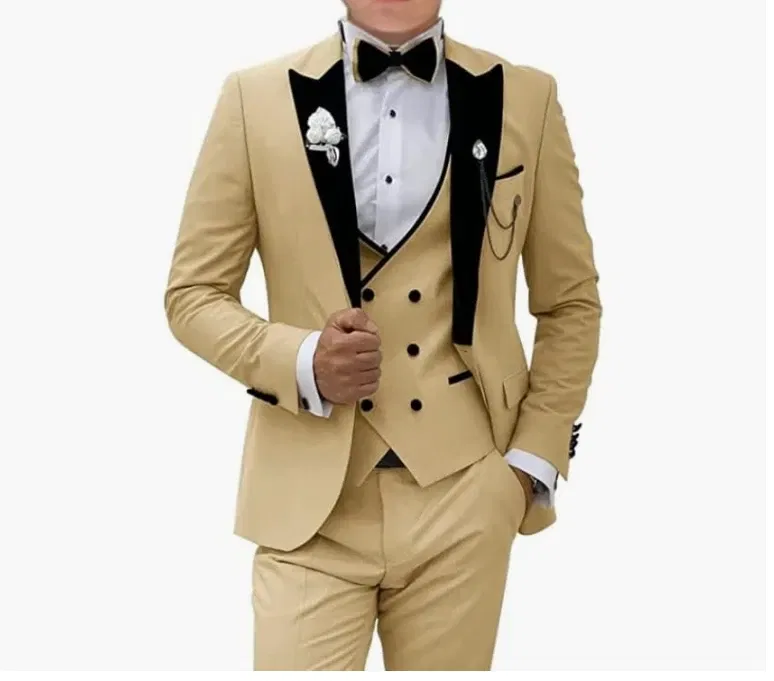 Color: SKY BLUE, Size: XXL - Pink Prom Suit for Men  3 Piece Jacket Vest Pants Set   Peaked Lapel Blazer   Outfit Costume Birthday Party
