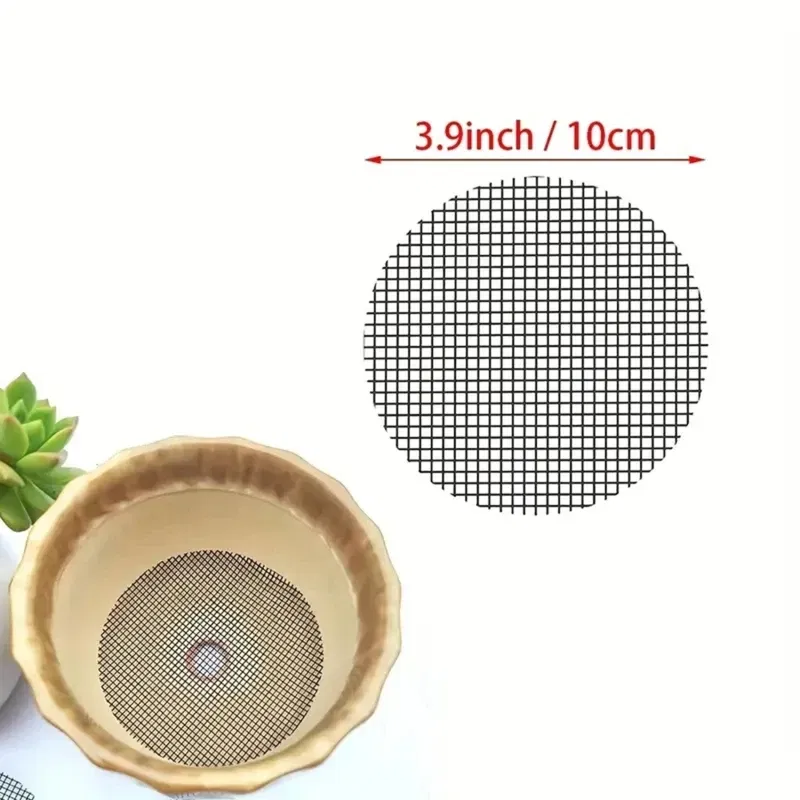 Color: Yellow, Sheet Size: Small - Pot Hole Mesh Pad Mat Grid Round Drainage Hole Screen for Pot Bottom Prevent Soil Loss Anti Bonsai Flower Plant Gardening Tools