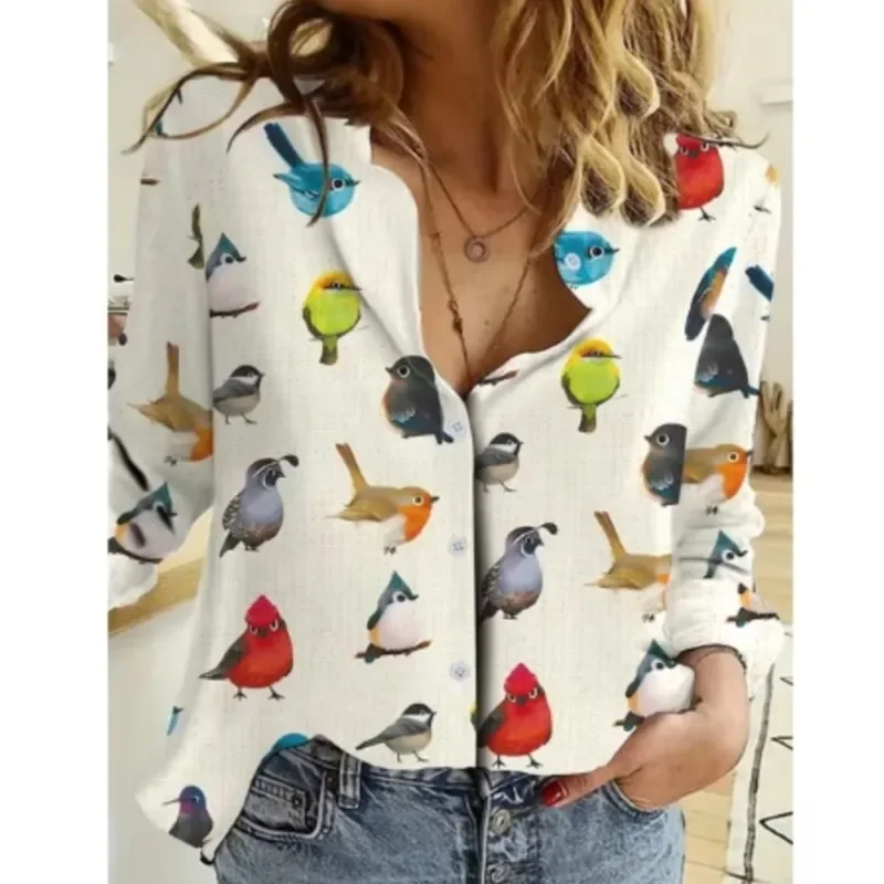 Color: Blue, Size: XL, Ships From: CHINA - Women New Christmas Shirt Cute Christmas Tree Santa Claus Print Blouses Casual Long Sleeve Button Tops Autumn Blouses Ladies