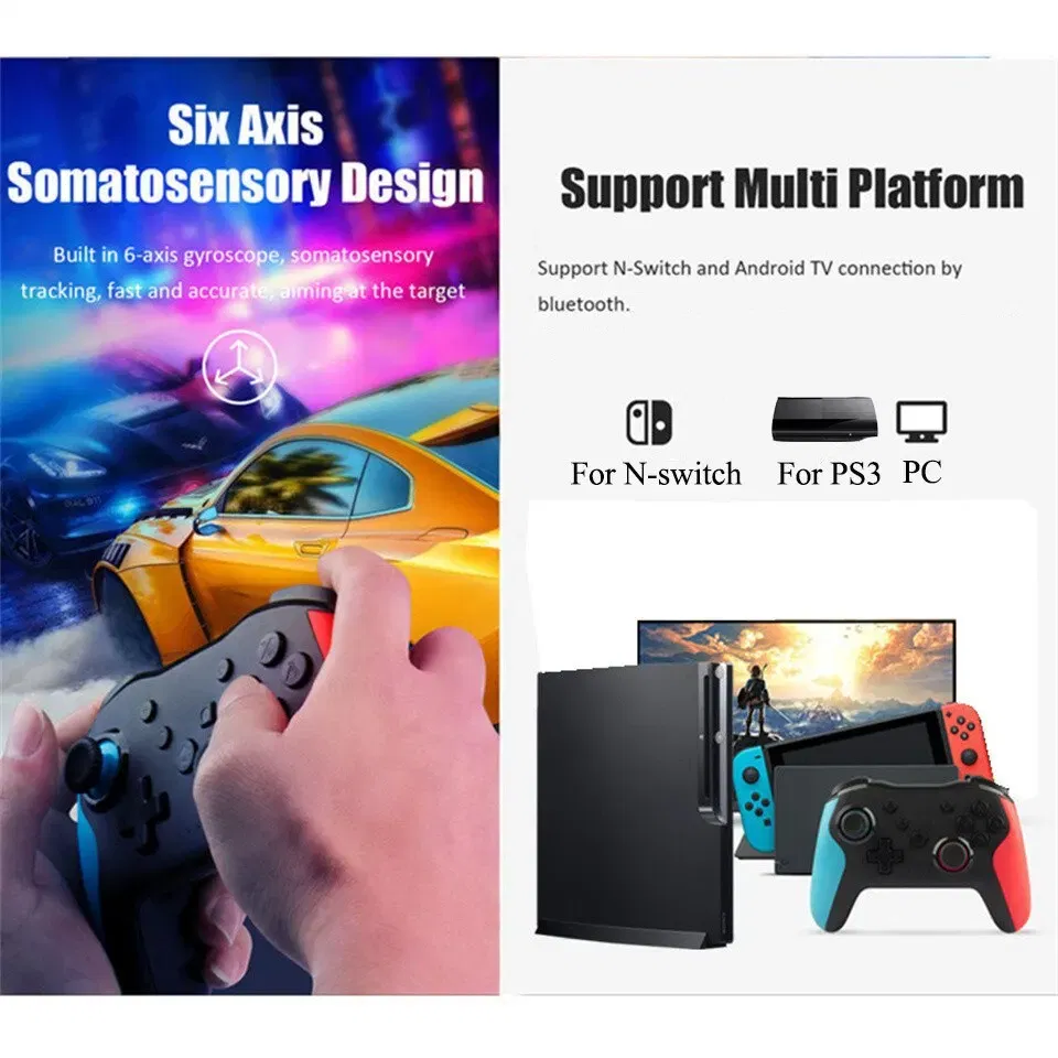 Color: WHITE - GAMINJA NS009 Bluetooth Game Controller Wireless Gamepad For Nintendo Switch Console PS3 PC Windows 7 10 Dual Vibration Joystick