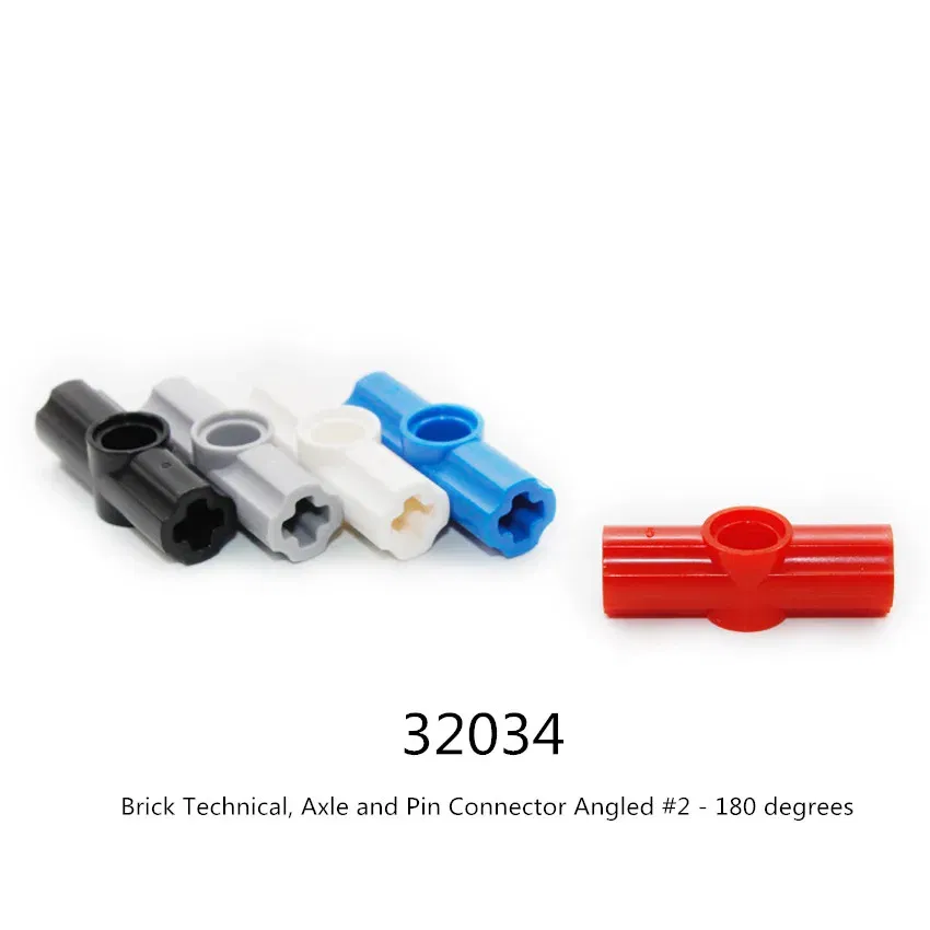 Color: Light Grey - 1 Pcs Buildings Blocks 32034 Brick High-Tech Axle and Pin Connector Angled #2 - 180 degrees Bulk Modular GBC MOC Set