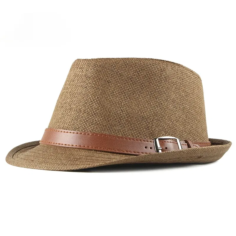 Color: black - Summer Straw Hat Male Korean Fashion Hat Female Sun Visor British Retro Gentleman Jazz Hat
