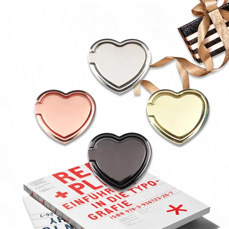 Color: black - 1pcs Metal Heart Mobile Phone Finger Ring Holder Telephone Support Accessories Magnetic Car Bracket Socket Stand mobile phones