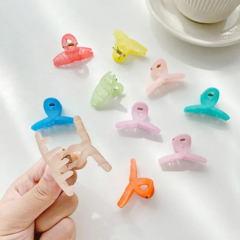 Color: Lavender - Cute Small Crab Hair Claw Clips Barrettes Women Girls Acrylic Plastic Mini Hairpins Hair Clamps Fashion Hair Accessories 2021