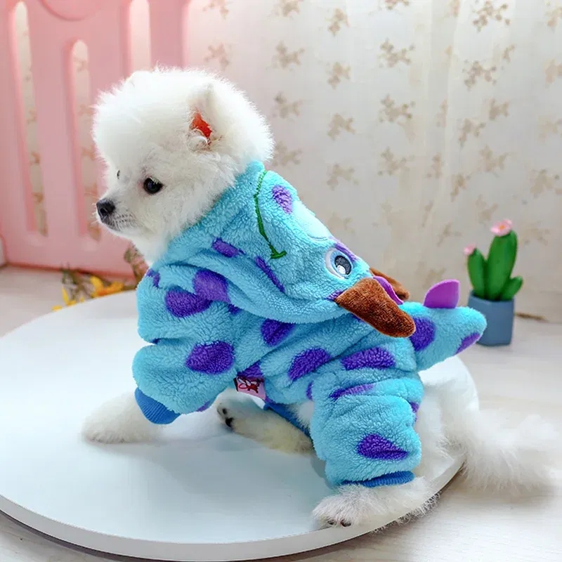 Color: Blue, Size: XS - PETCIRCLE Dog Clothes Puppy Bubble Dragon Transformation Thicken Jacket Fit Dog Cat Winter Pet Cute Costume Warm Hoodie Dog Coat