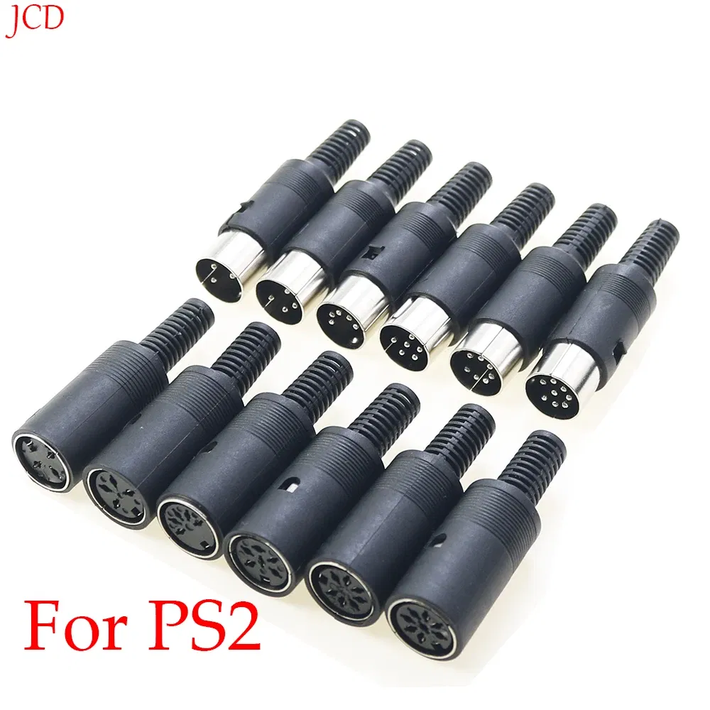 Color: Brown - 5pcs 3P 4P 5P 6P 7P 8Pin DIN Male/Female Plug Jack with Plastic Handle Keyboard Cable Connector Adapter PS2
