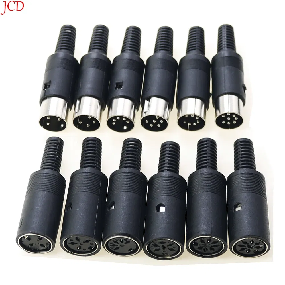 Color: Brown - 5pcs 3P 4P 5P 6P 7P 8Pin DIN Male/Female Plug Jack with Plastic Handle Keyboard Cable Connector Adapter PS2