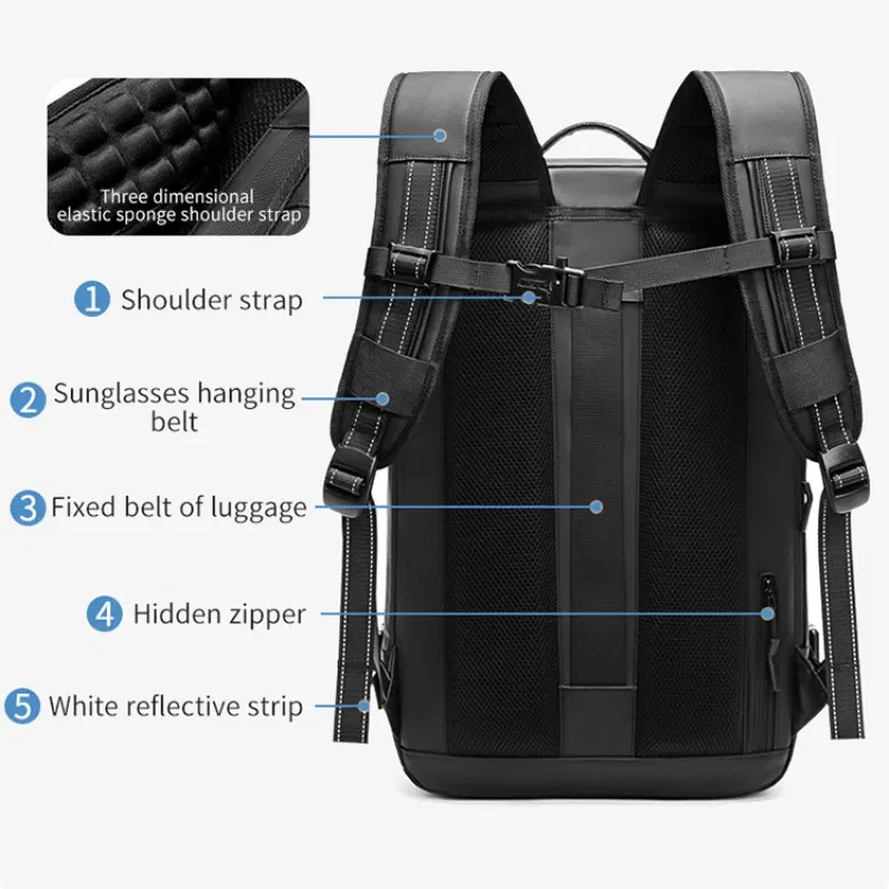 Color: Beige - Airback Vacuum Compression Backpack with Vacuum Pump 60L Expandable Travel Backpack for Men Women Airline Approved Business Bag