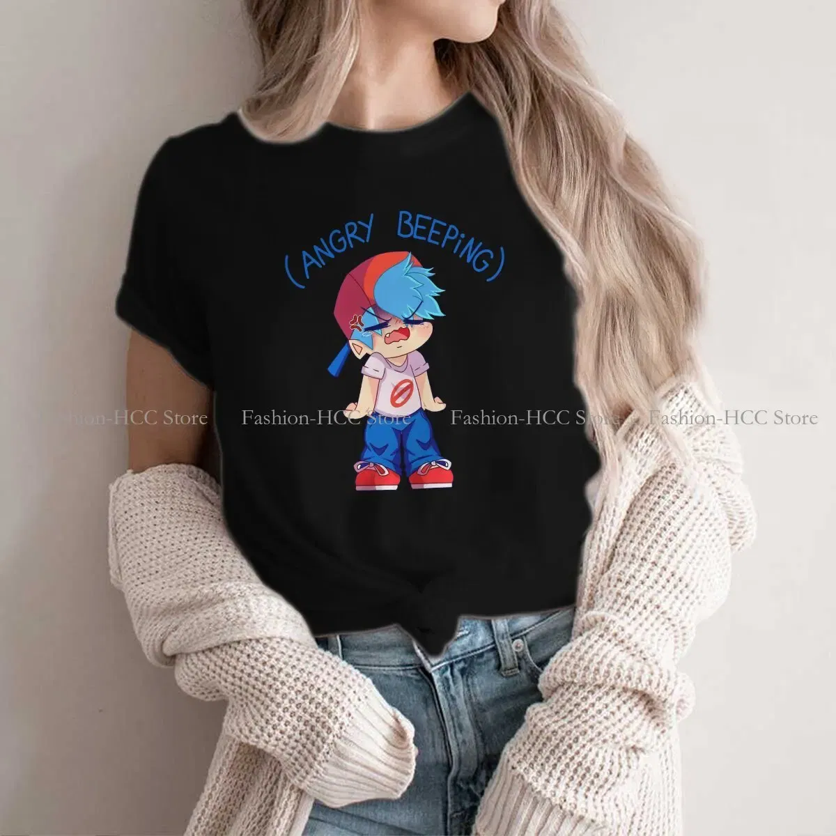 Color: black, Size: XL - Angry Beeping Boyfriend Style Polyester TShirt Friday Night Funkin FNF Music Boy Comfortable Hip Hop Graphic T Shirt Stuff