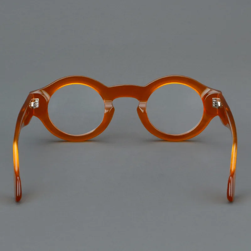 Frame Color: PURPLE, Eye Prescription: +75 - VCKA Round Acetate Reading Glasses Frame Retro Men Prescription Anti-blue discolor Women Custom Optics Retro Eyewear +0.50to +10