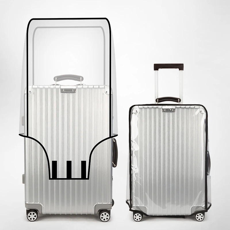 Color: Clear - New 20-30inch Luggage Cover Transparent Protector Waterproof Thickened Suitcase Cover PVC Rolling Cover for Traveling Suitcase