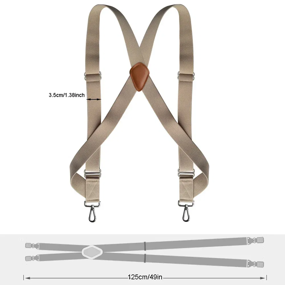 Color: black, Ships From: CHINA - Men's Heavy Duty Trucker Suspenders 3.5cm Wide X-Back with 2 Side Clip Swivel Hooks Adjustable Elastic Big Tall Trouser Braces